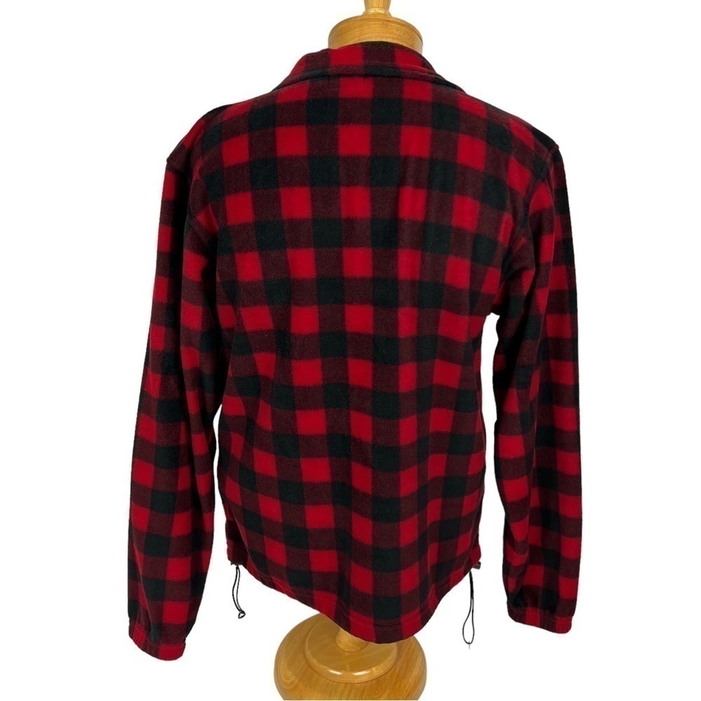 WOOD’N TRAIL Men’s Full Zip Buffalo Plaid Fleece Jacket Sz Small Zip Pockets - Picture 4 of 11